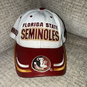 Florida State Seminoles Hat Vintage White Red Leather Embroidered Modern USA